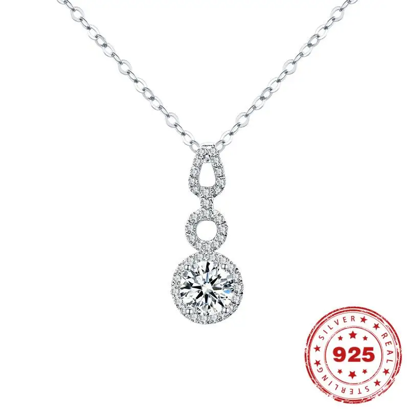 

Solid 925 Silver Color Necklace Real Moissanite Pendant Women Natural Bizuteria Topaz Gemstone Jewelry Pendant S925 Necklaces