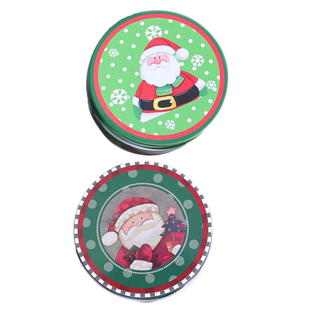 

2Pcs Tinplate Boxes Durable Christmas Tinplate Jars for Party
