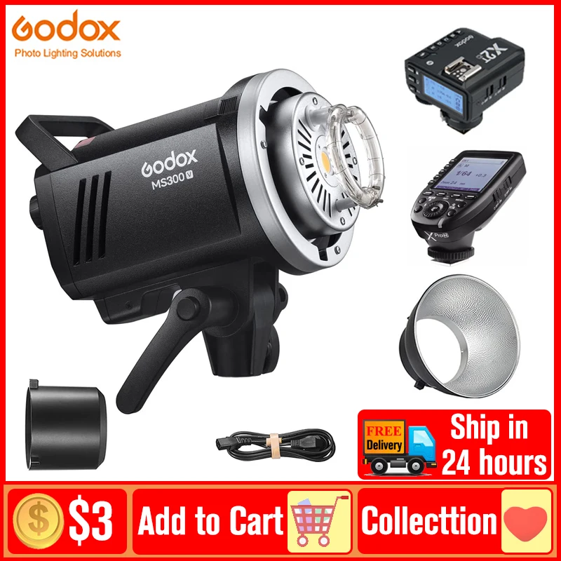 Godox MS300V MS300 V 300W светодиодный студийная вспышка 2,4G GN58 5600 ± 200K CCT Bowens крепление СВЕТОДИОДНЫЙ лампа для моделирования видео Освещение для студии