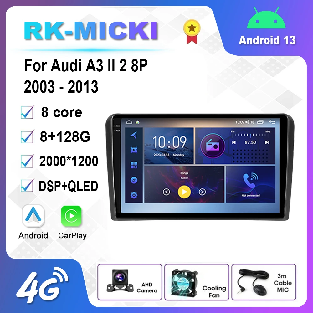 

Android 12.0 Multimedia Player Auto Radio For Audi A3 II 2 8P 2003-2013 S3 2 2006-2012 RS3 1 2011-2012 Carplay GPS 4G