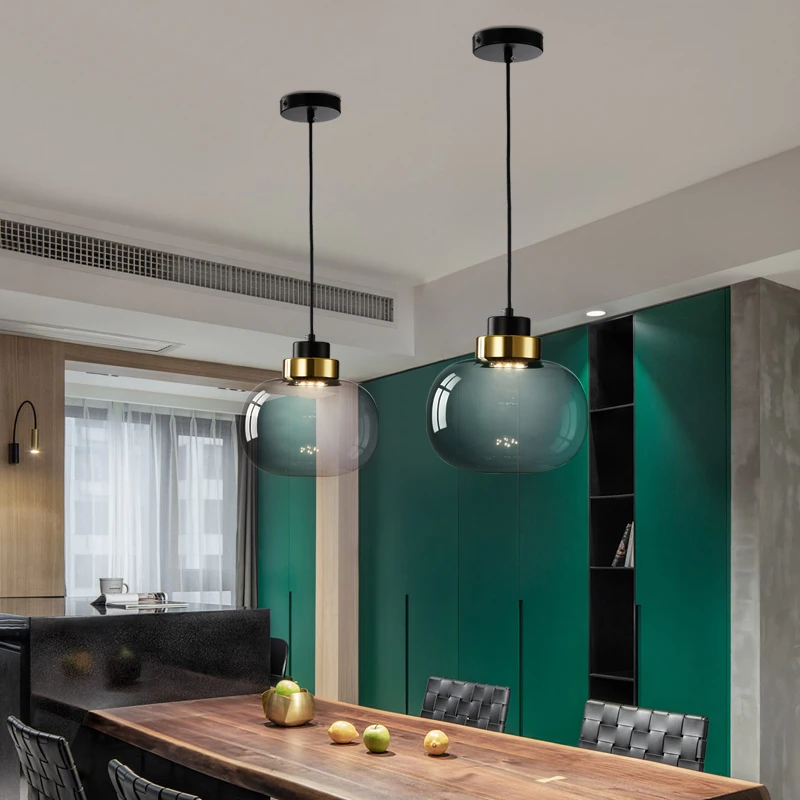 

Tricolor LED Hanging Lamps For Ceiling Decoration Home Glass Hanging Light Fixture Restaurant Bar Bedroom Cafe Pendant Lights