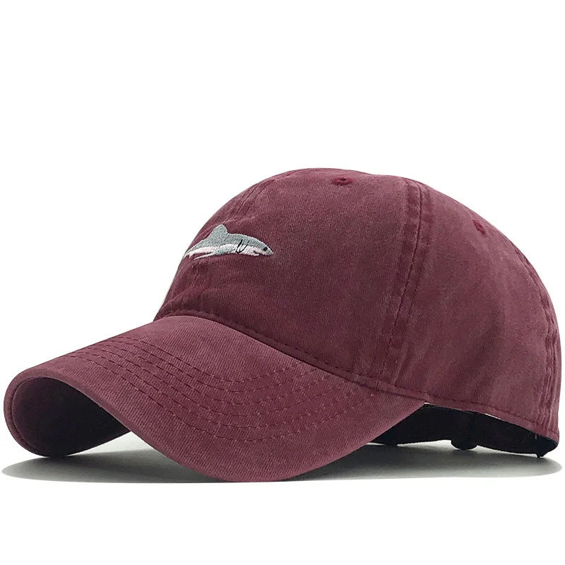 

Embroidered Shark Buckle Men's and Women's Caps Baseball Caps Hip-hop Wash Sunscreen Curved Strap Summer Sun Hat