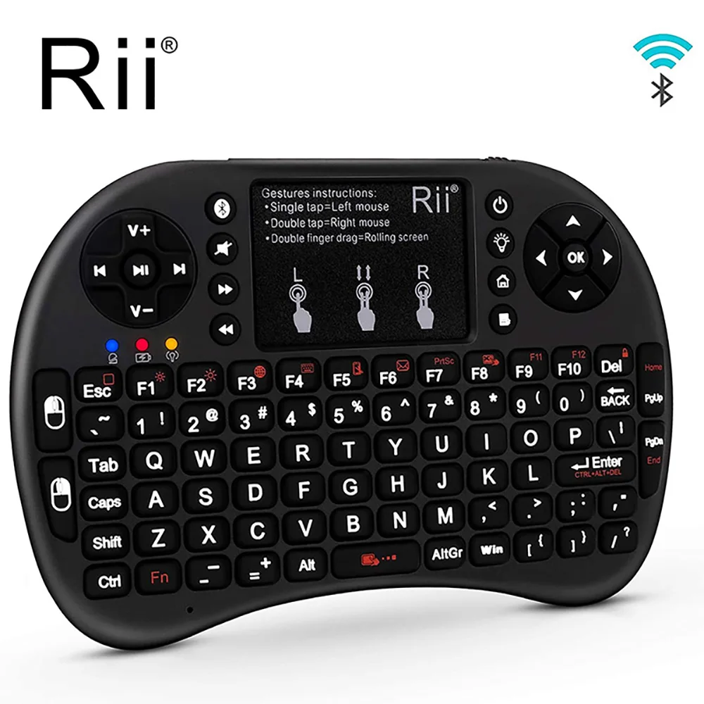 

Rii i8+BT Backlit Keyboard English Russian 2.4GHz Wireless Mini Keyboard Touchpad Air Mouse for Android TV BOX PC