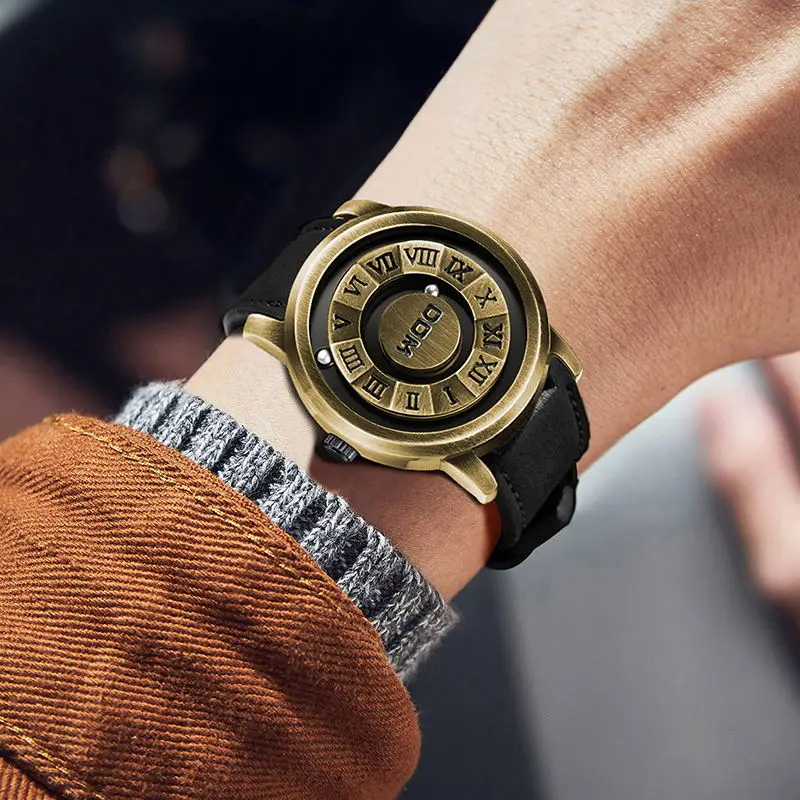 DOM 1345 повседневные мужские кварцевые часы креативный вращающийся шар магнитная