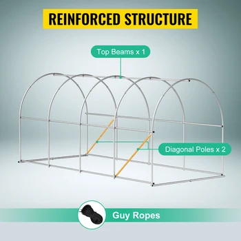 VEVOR Walk-in Tunnel Greenhouse Galvanized Frame & Waterproof Cover 15x7x7/10x7x7/20x10x7/12x7x7 ft Greenhouses & Cold Frames 5