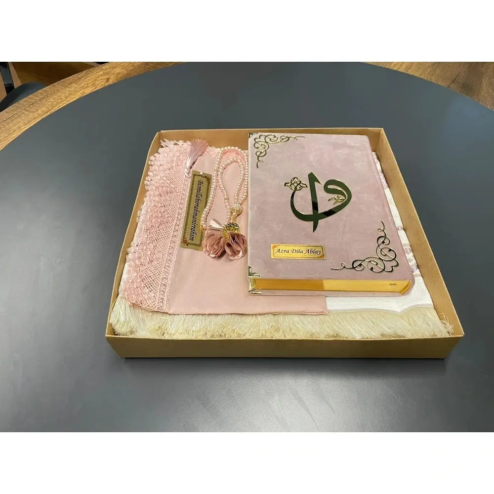 Коран набор покрытия Розария секад розовый ИД Ида Куани Карим дас хэйлайдж Бюш де Коран хеллиги бок мукаддас Кито