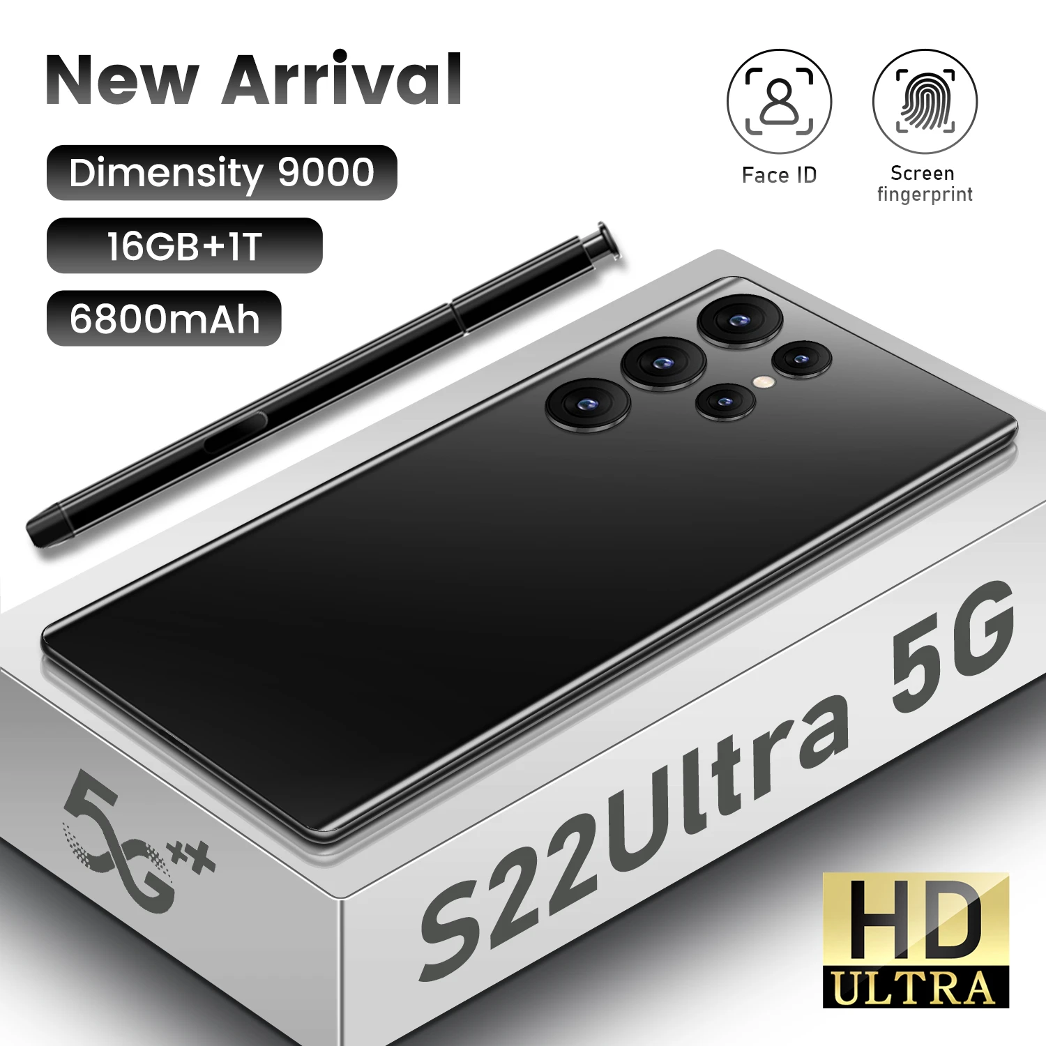 

S22 Ultra Smartphone Original 16GB+1TB Andriod Cellphones 6800mAh Celular 64MP 5G Network Unlocked Mobile Phones Global Version