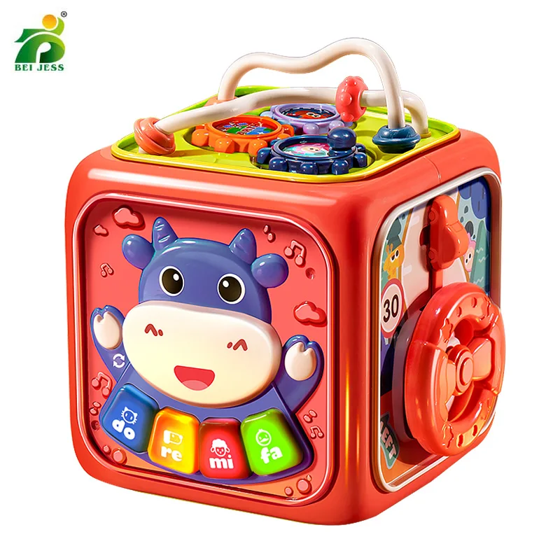 

Baby Montessori Cube Sensory Activity Board Girls Thinking Block Stacking Games learning Education 12 Months Toy For Children