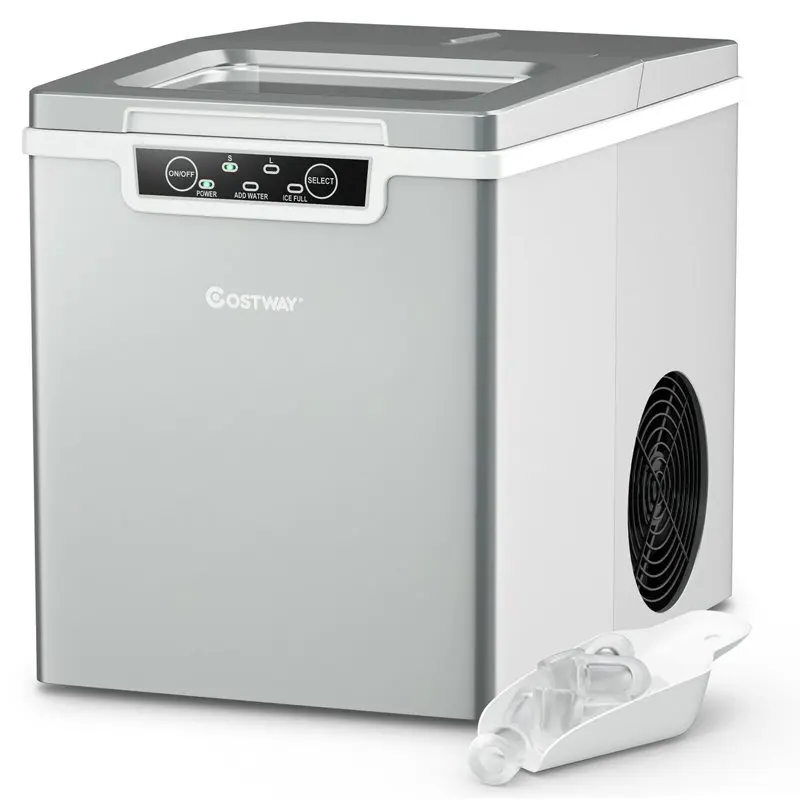 

Ice Maker Machine Countertop 26Lbs/24H Portable W/Scoop & Basket Silver