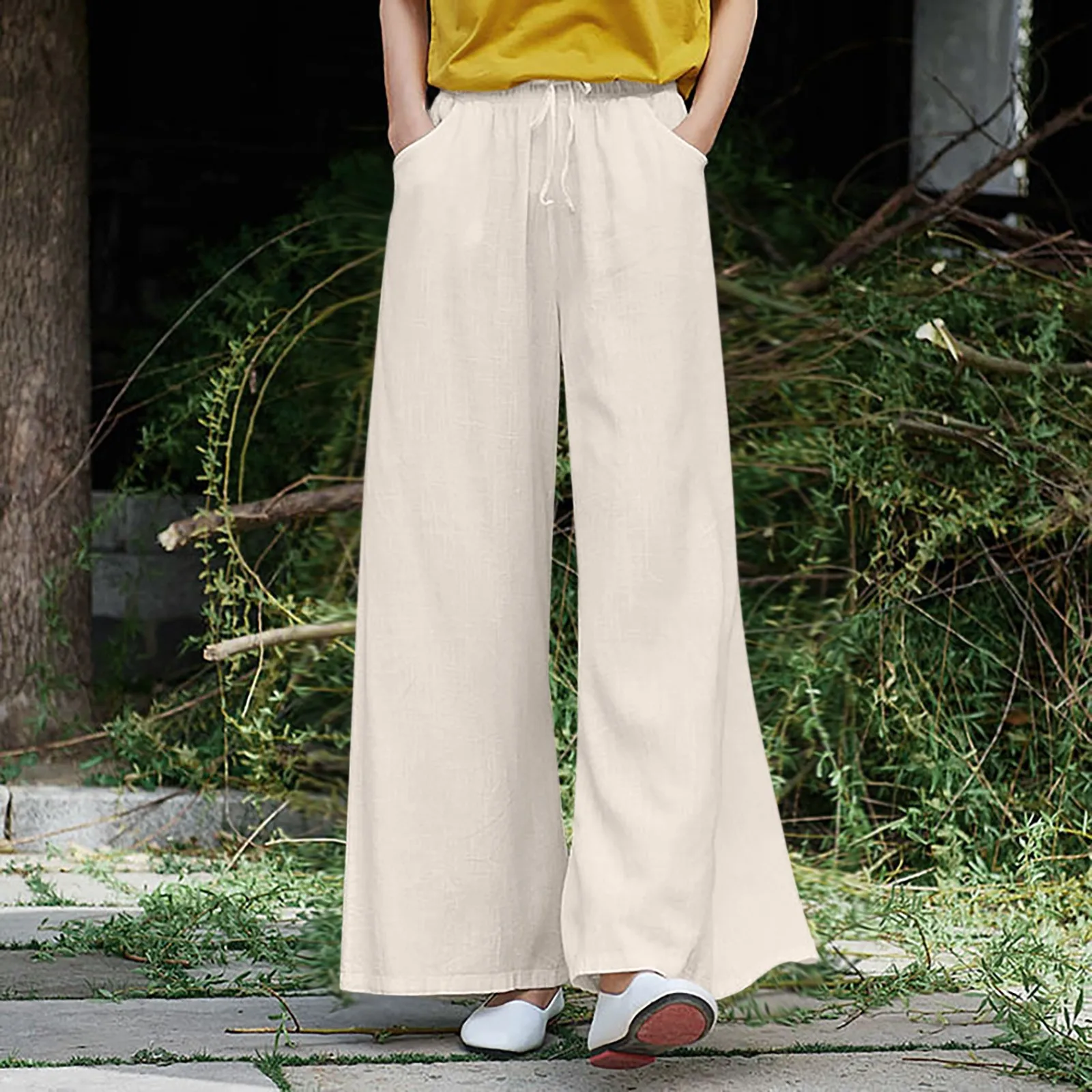 

2023 Spring Summer Women Wide Leg Pants Elegant High Waist Solid Flare Pant Casual Loose Long Trouser Pantalon Streetwear