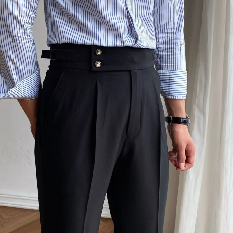 

Italian Ankle High Mens Men Pant 2023 Hombre Formal Dress Trousers Straight Social Men Pants British Pants Pantalones Waist Pant