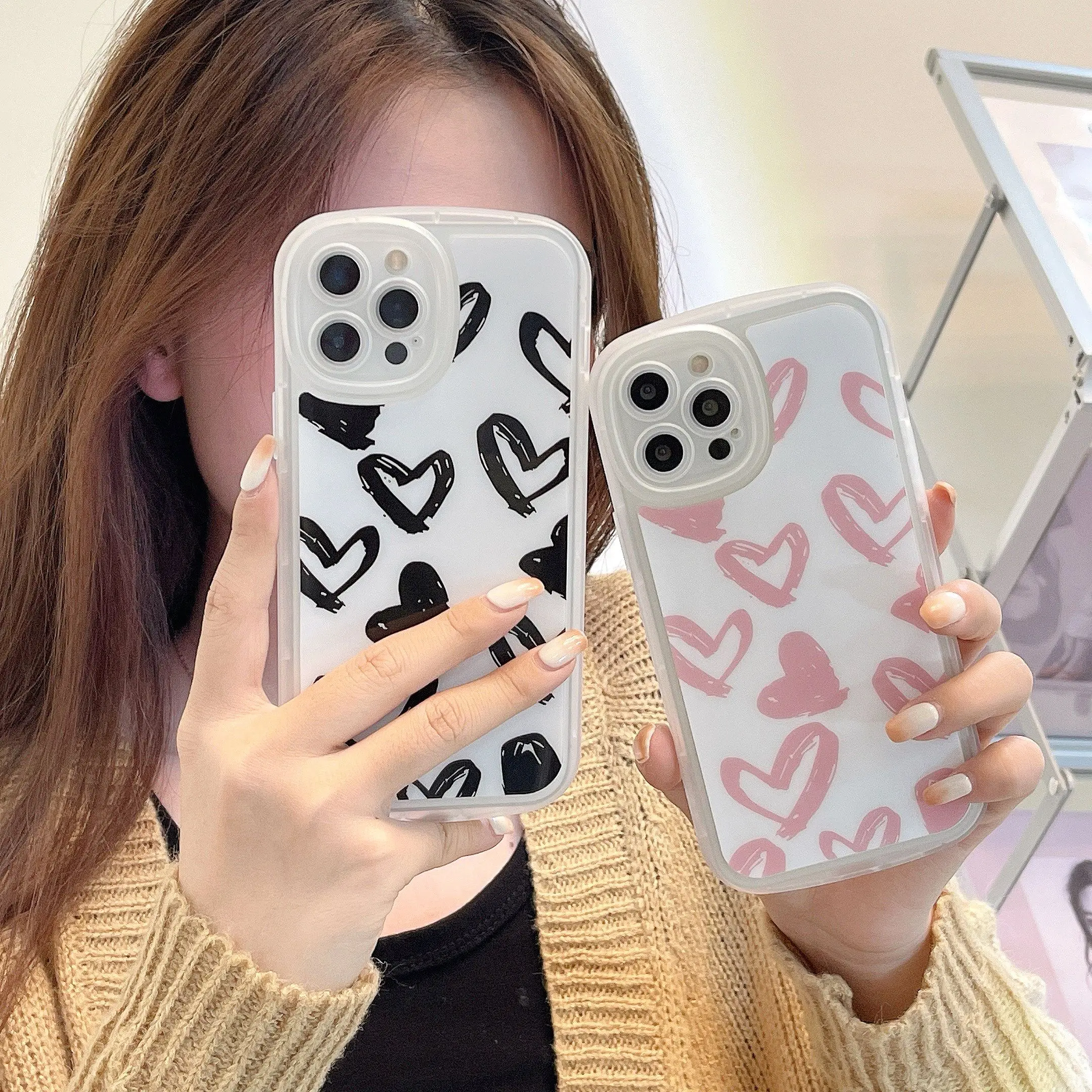

Love Heart Phone Case for iPhone 11 12 13 mini pro XS MAX 8 7 Plus X XR Cover