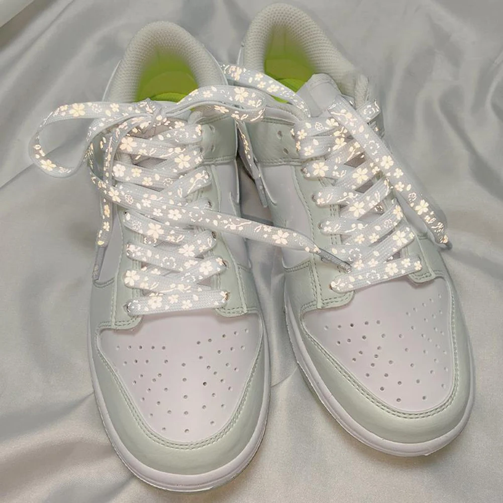 Luminous Reflection No Tie Shoe Sakura Laces Shoelaces Outdoor Sneakers Quick Safety Flat Shoelace Kids And Adult Lazy Laces