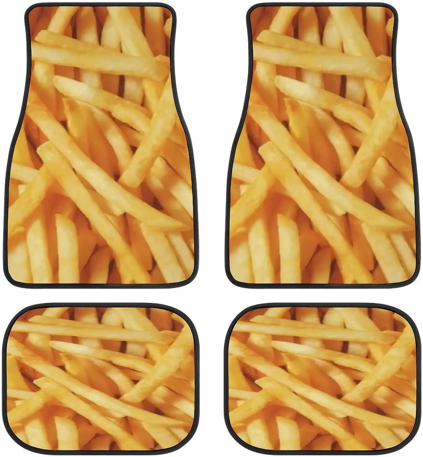 

French Fries Food Fries Funny Yellow Car Mats Universal Fit Car Floor Mats Fashion Soft Waterproof Car Carpet Front&Rear 4 Piece