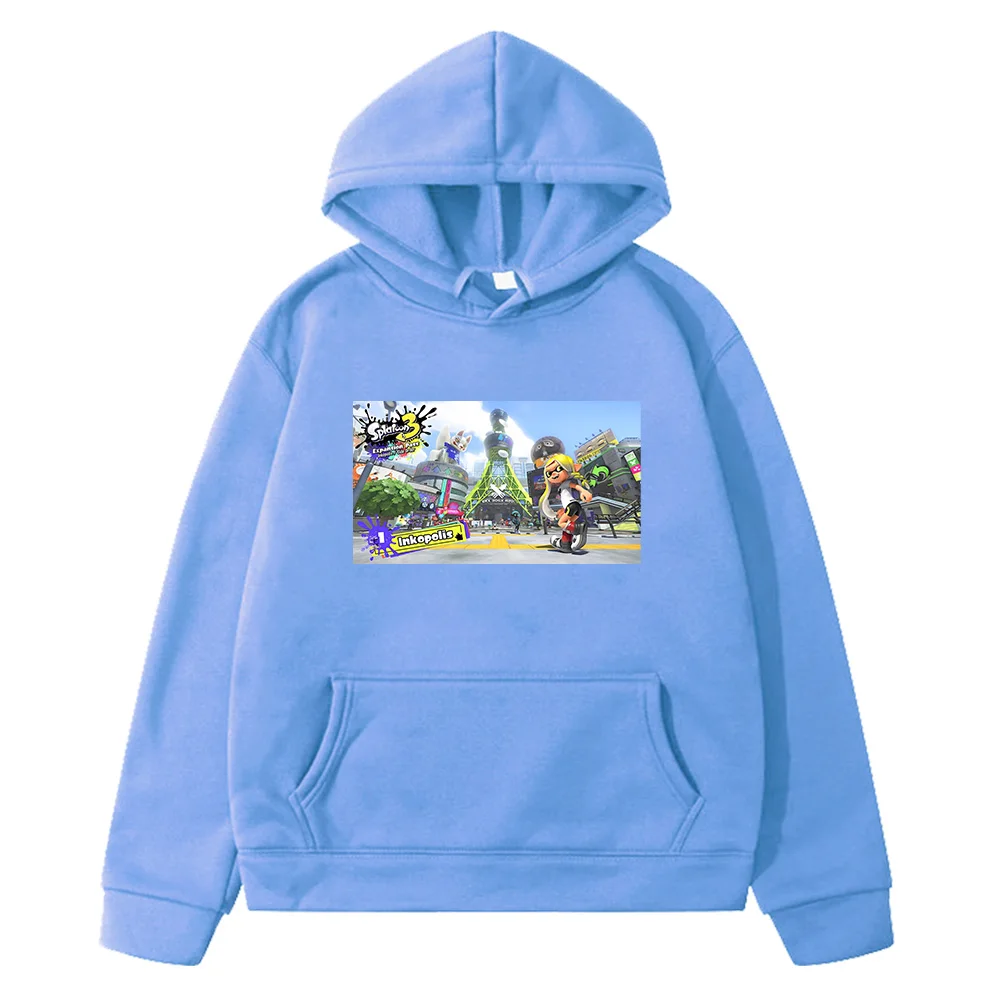 

Game Splatoon 3 Cute Hoodies Streetwear Casual Children Cartoon Graphic Sweatshirts with Pocket Long Sleeve Kids Clothing Autumn