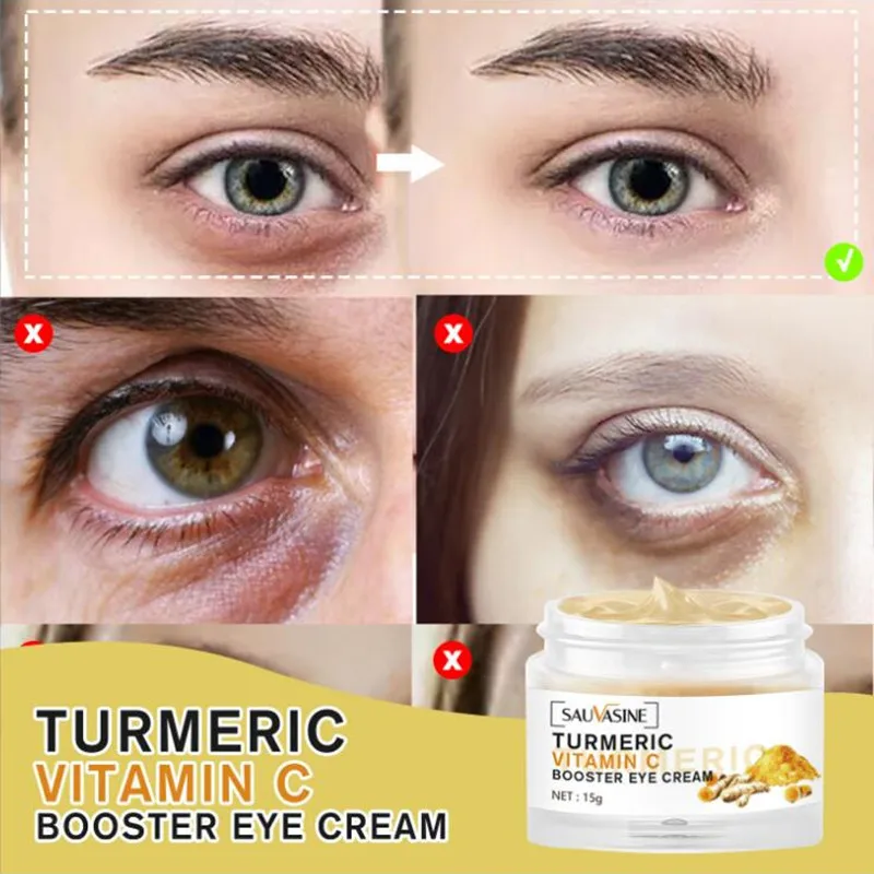 

Turmeric Vitamin C Eye cream Whitening Dark Circles Removal Fade Eye Bags Anti Wrinkle Serum Brightening Moisturizing Eye Care