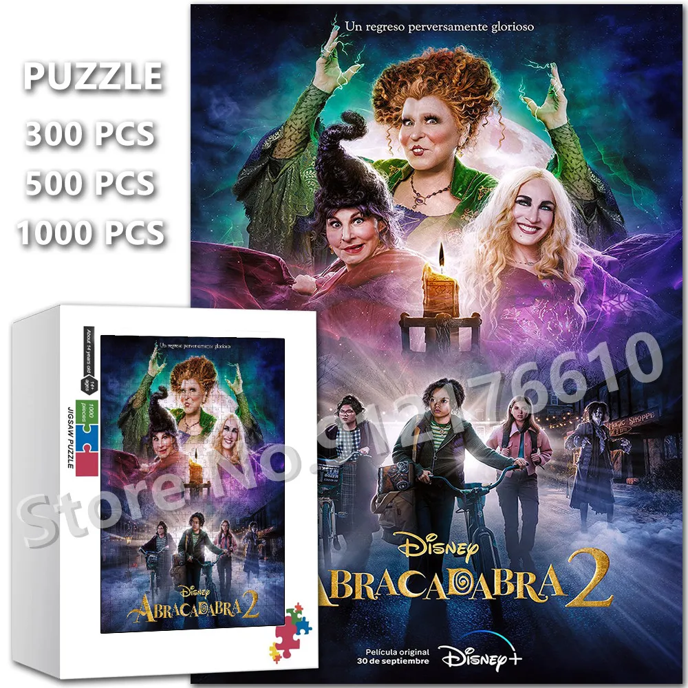 

Disney Hocus Pocus 2 Jigsaw Puzzles 300/500/1000 Pieces Disney Classic Cartoon Anime Film Print Wooden Puzzle for Adult Gifts