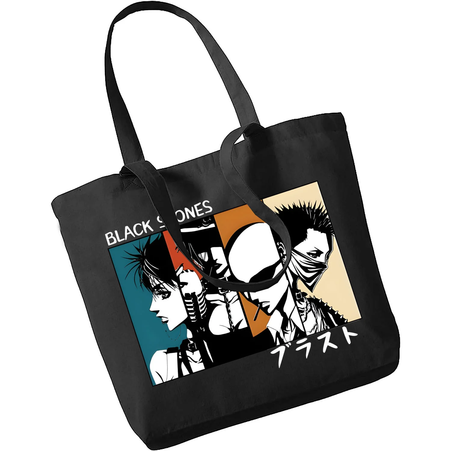 

Black Stones NANA Osaki Anime Shopping Black Bags Canvas Tote Bag Mom Reusable Cloth Harajuku Bag Handbag Shoulder Bag