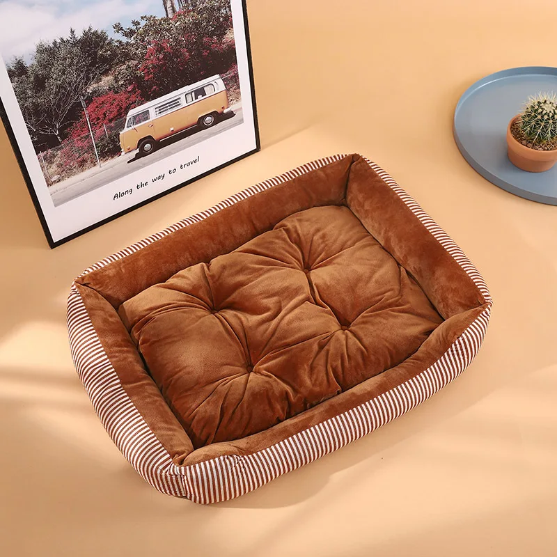 

Pet Bed Winter Keep Warm 4 Seasons Nest Striped Crystal Super Soft Cushion Sleeping Nest Pet Supplies Dog Bed