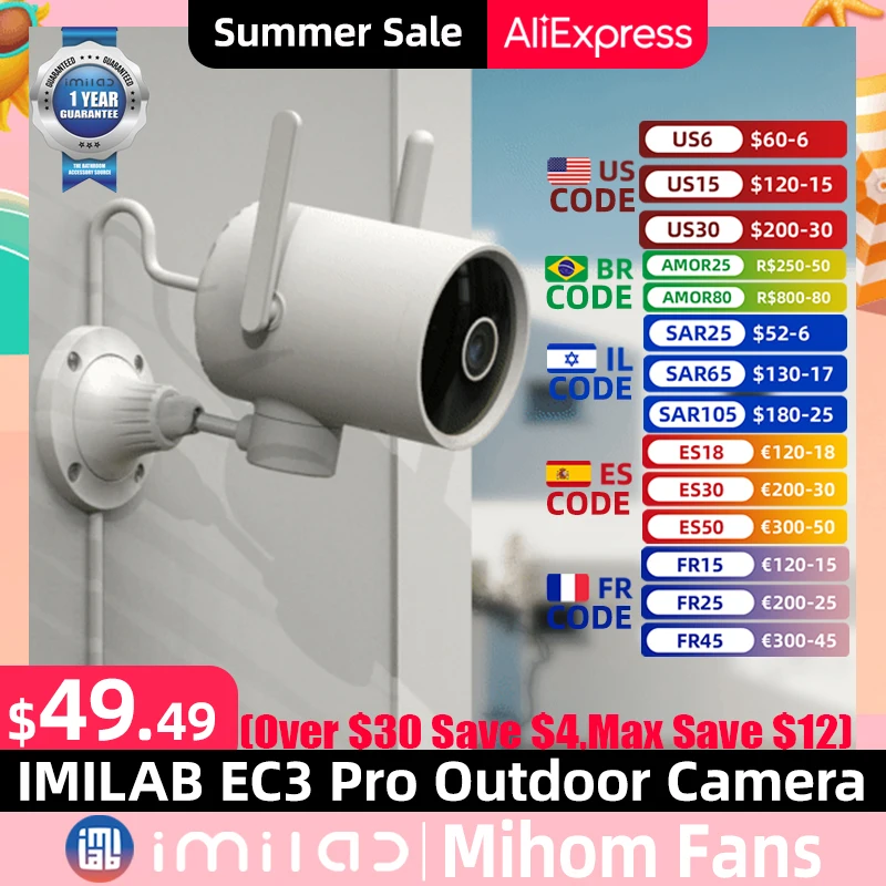 IMILAB EC3 Pro Smart Home Security Camera Wifi IP 2K HD Outdoor Video Surveillance Webcam Mornitor CCTV IP66 Cam Global Version