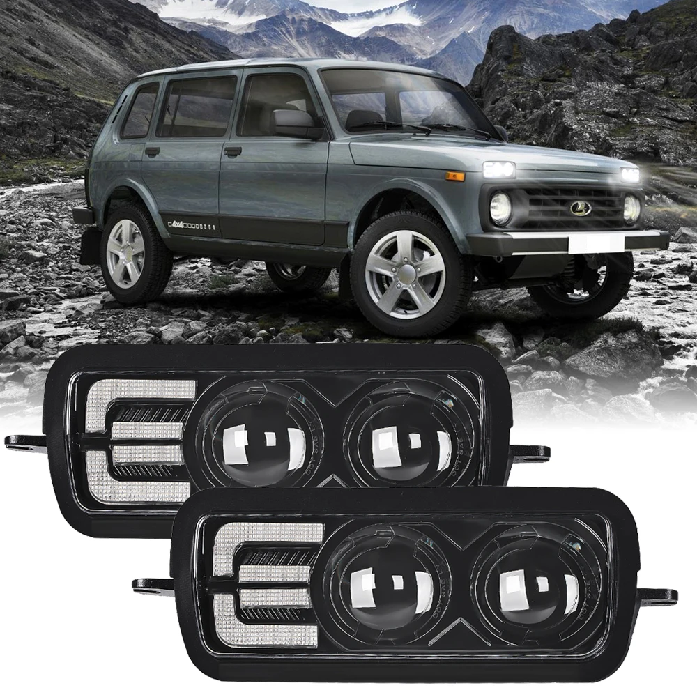 

Передняя фара в алюминиевом корпусе для Lada Niva Urban 4x 4 s DOT E-mark E9, одобренная SUP-light 80 Вт Светодиодный светильник противотуманная фара с указател...