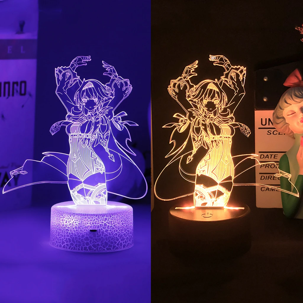 

Genshin Impact Night Light Eula For Kids Anime 3D Led Illusion Home Lamp Friend Party Atmosphere Bedside Birthday Decor Gift