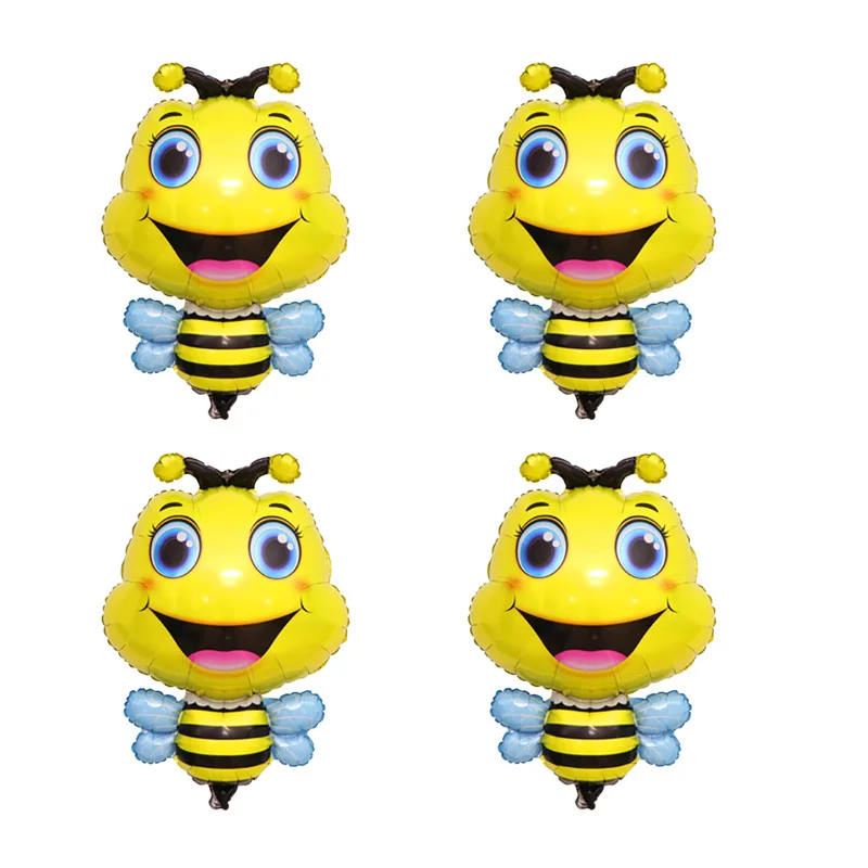 

4PCS Large bee Foil Balloons Yellow And Black Honeybee Ballons Insect Balloons For Kids Bee Theme Birthday Party Decorations