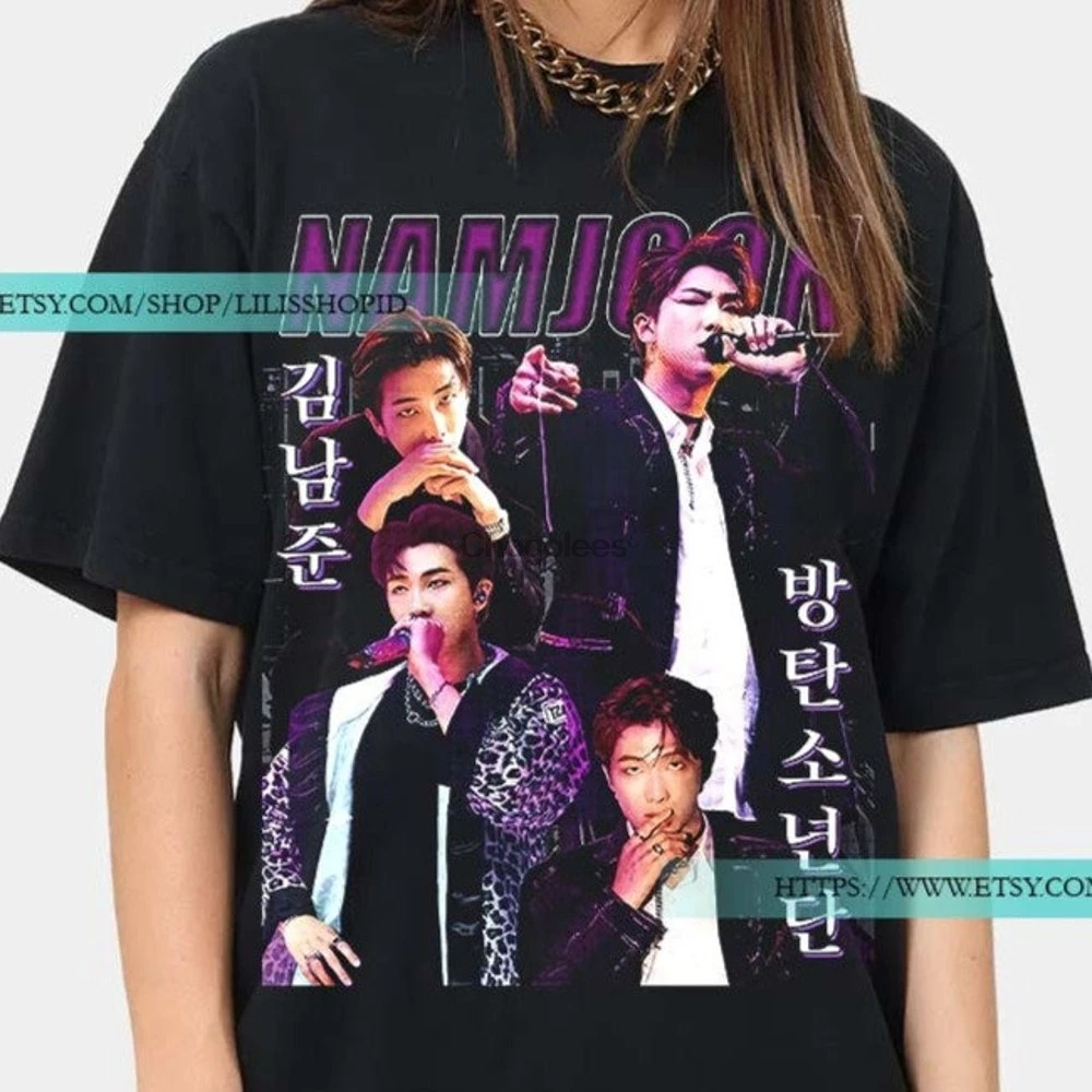 Футболка с принтом Ким наму футболка в Корейском стиле рэпера namjoon H M1135 |
