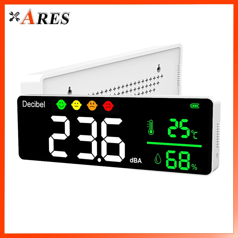 

DM1306D Digital Decibel Meter Smart Sound Level Meter Wall Mounted Noise Tester Large Screen Temperature and Humidity Monitor