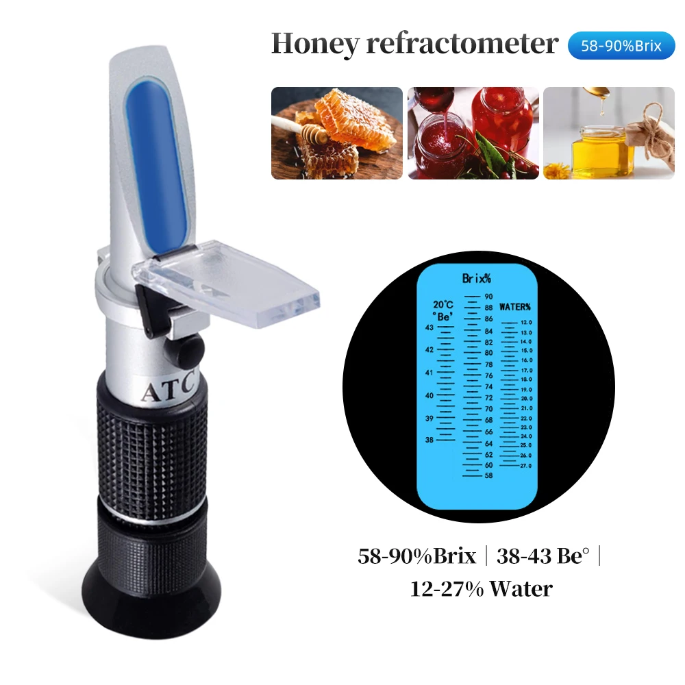 

Sugar Refractometer 58-92% Honey Brix Concentration Meter Handheld Beekeeping Refractometer with ATC