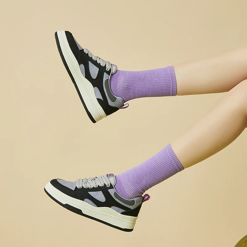 Autuspin New 4cm Genuine Leather Sneakers Women 2023 Spring Summer Autumn Casual Skateboard Shoes Ladies Outdoor Cozy Sneaker