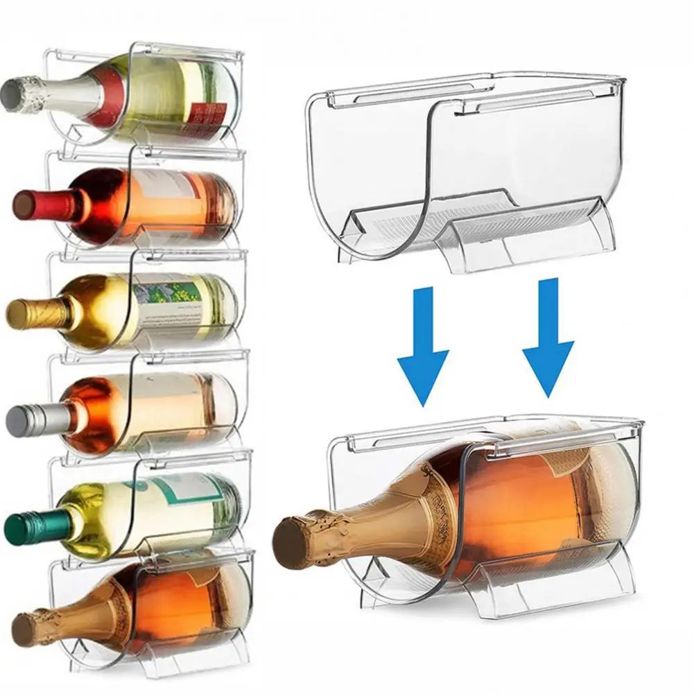 Stackable Acrylic Wine Rack Refrigerator Organizer Storage Box Hard Universal Bottle Holder Wine Container  Kitchen Accessories