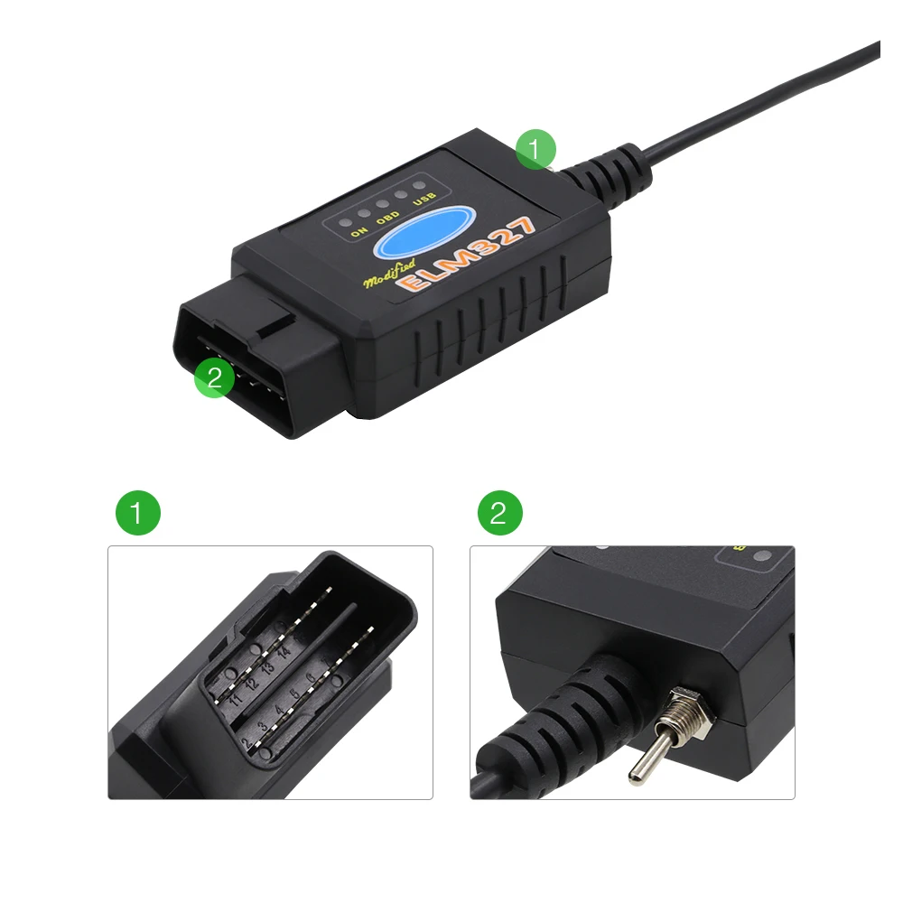 10 шт. ELM327 для сканирования USB/BT с переключателем чипом PIC18F25K80 HS CAN и MS сканер кода