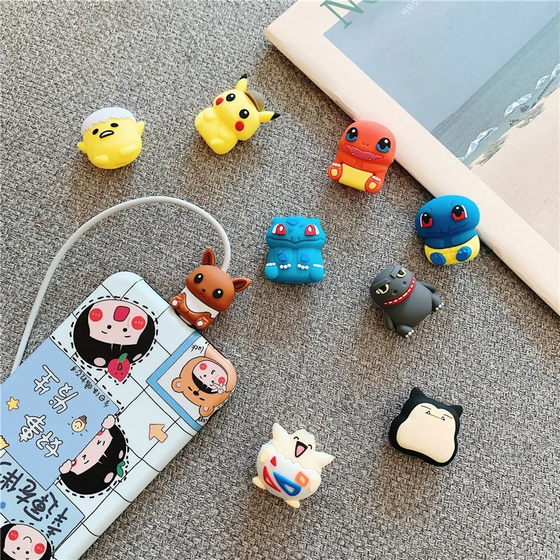 

Pokemon Pikachu data cable protective sleeve cartoon silicone mobile phone cable holder anti-breaking winding birthday gifts