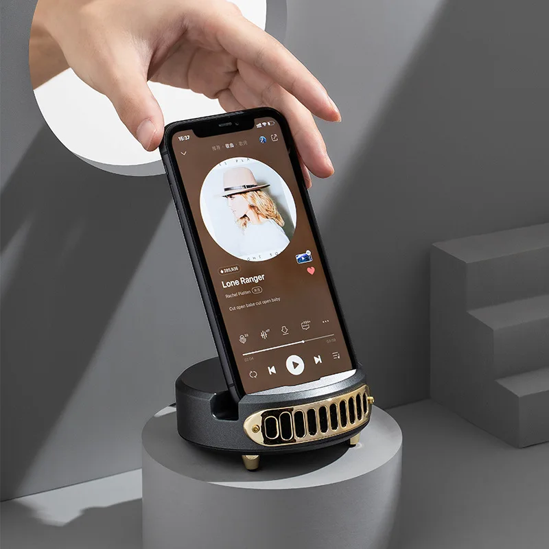 Новый ретро-маленький стереопортативный беспроводной сабвуфер Bluetooth-динамик с мобильным телефоном Creative Mini Business.