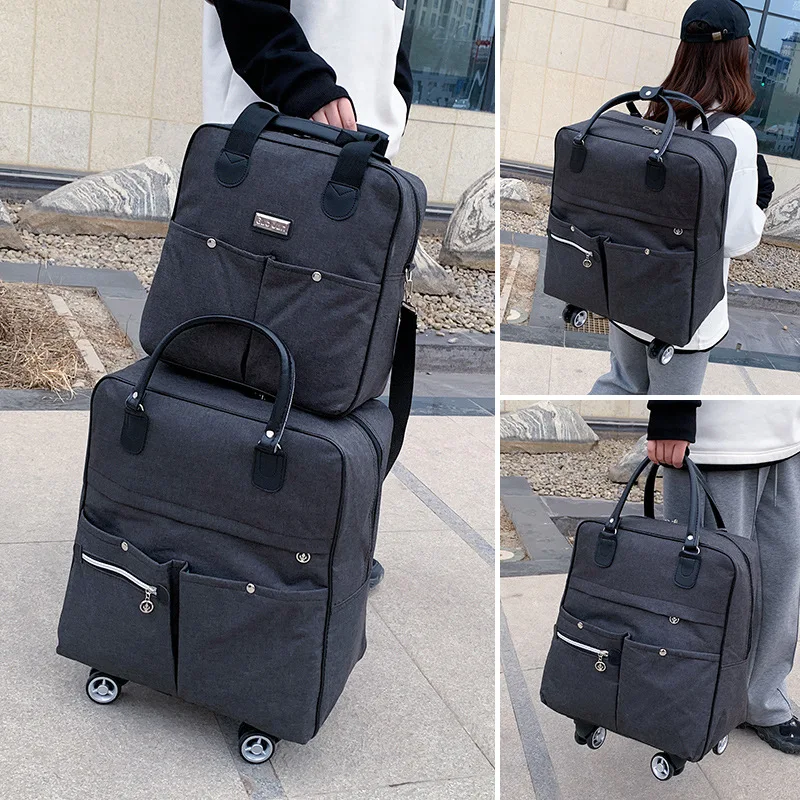 

2PCS/SET Wheeled bag Women travel Backpack girl wheels trolley bags large capacity Boarding bag Travel Luggage Suitcase Bag 2022