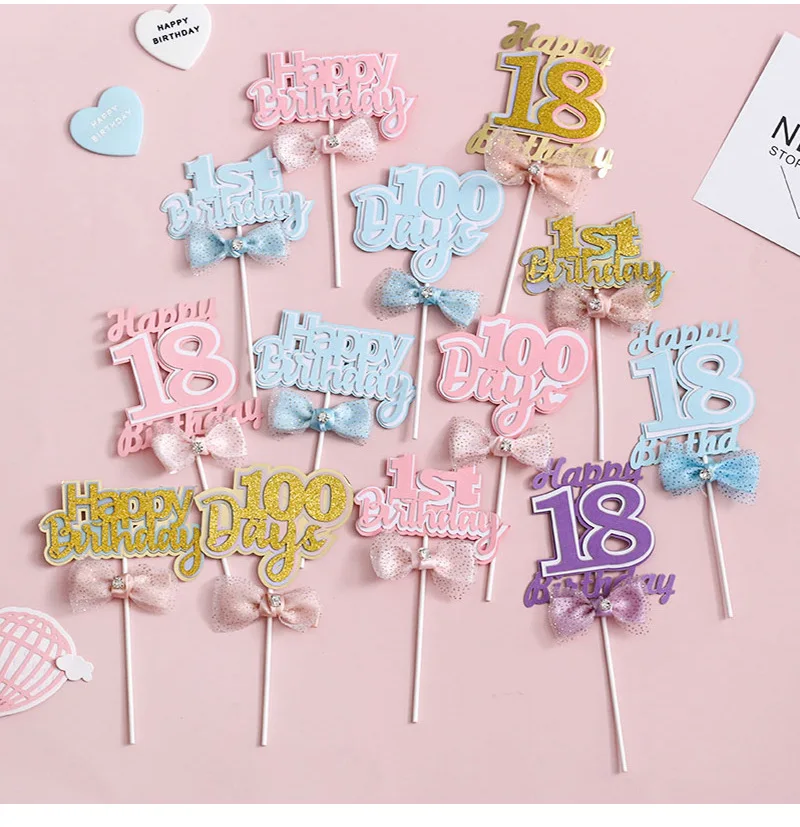 

100 Day Birthday Cake Plug-in Card and Flag Party Decoration Decorations Event Festive Supplies Home Garden