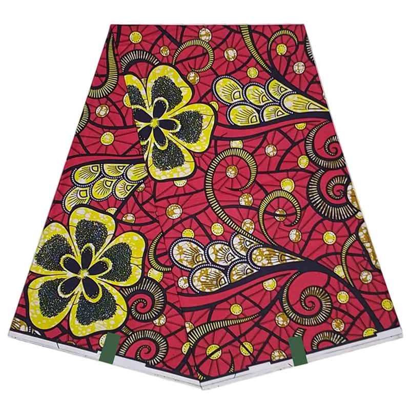 

African Wax Flower Fabric 100% Cotton Guaranteed Veritable Ankara Real Wax Fabrics Soft Prints Batik Sewing Cloth 6 Yards TN0710