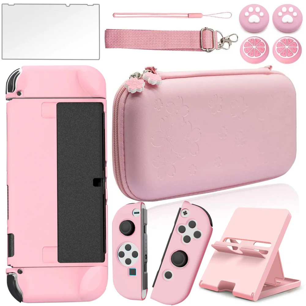 

For Nintendo Switch Oled Carrying Case box Protective case Cover 9H Glass Bracket Thumb button Caps Hard Shell Bag Accessories