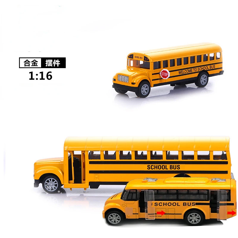 

1/16 Diecast Alloy Inertial School Bus Model Pull Back Car Toys Vehicle Kids Educational Toys for Boys Children Birthday Gift