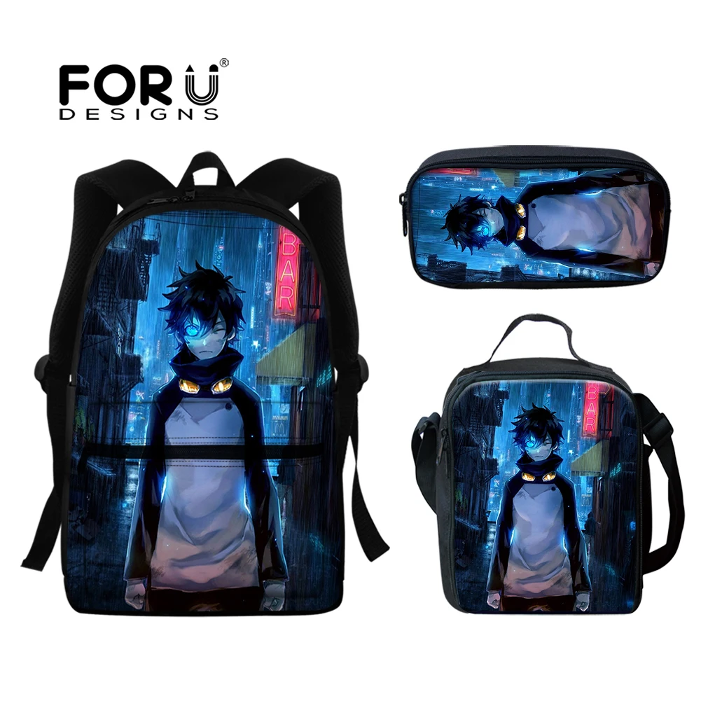 FORUDESIGNS, стильный рюкзак для учеников, 3 комплекта, Прочный Школьный портфель для мальчиков, вместительная сумка для учеников и подростков
