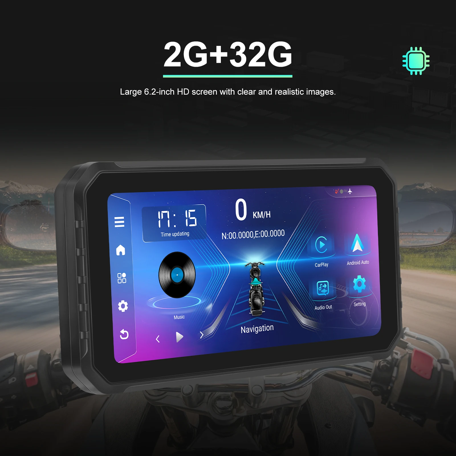 Podofo 2 + 32G Android 6 ''монитор мотоцикла Carplay Авто портативный смарт-плеер IP65
