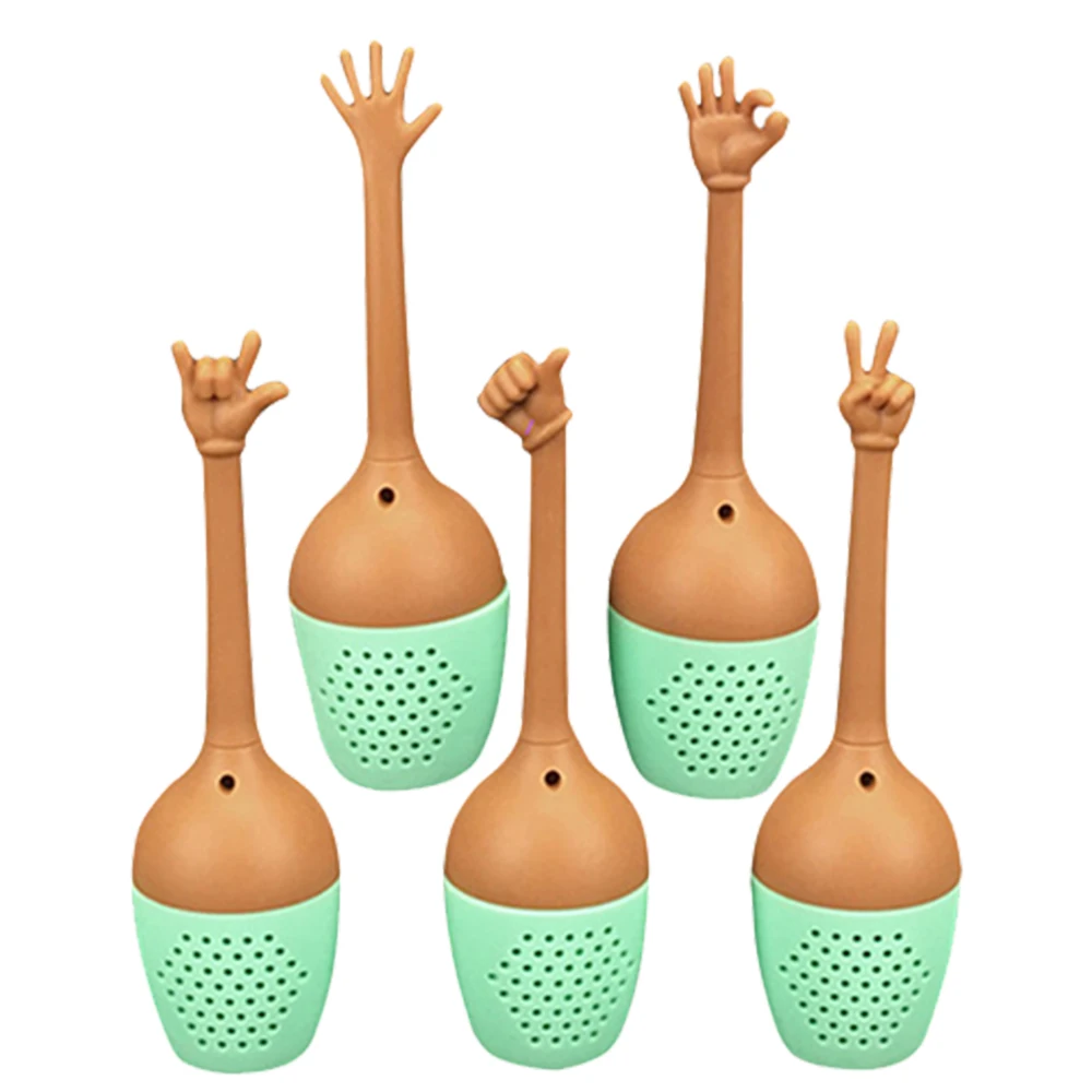 

2021 Funny Hand Gestures Tea Infuser Tea Strainer FDA Grade Silicone Loose Leaf Herbal Spice Holder Tea Brewing Tool New 5 Style