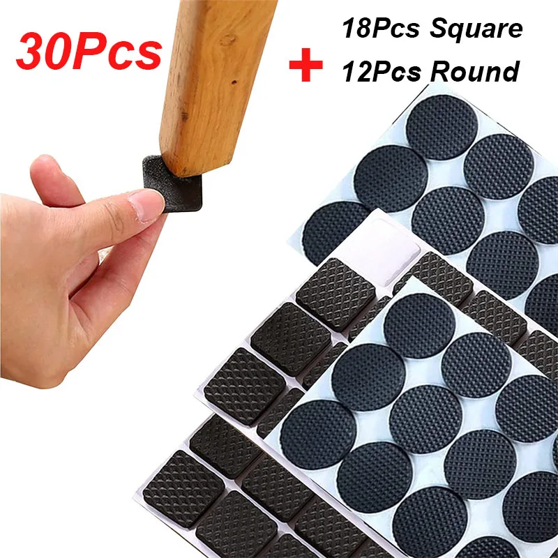 

30Pcs Black Self Adhesive Furniture Leg Feet Rug Felt Pads Slip Mat Bumper Damper For Chair Table Floor Protector Anti Noisy