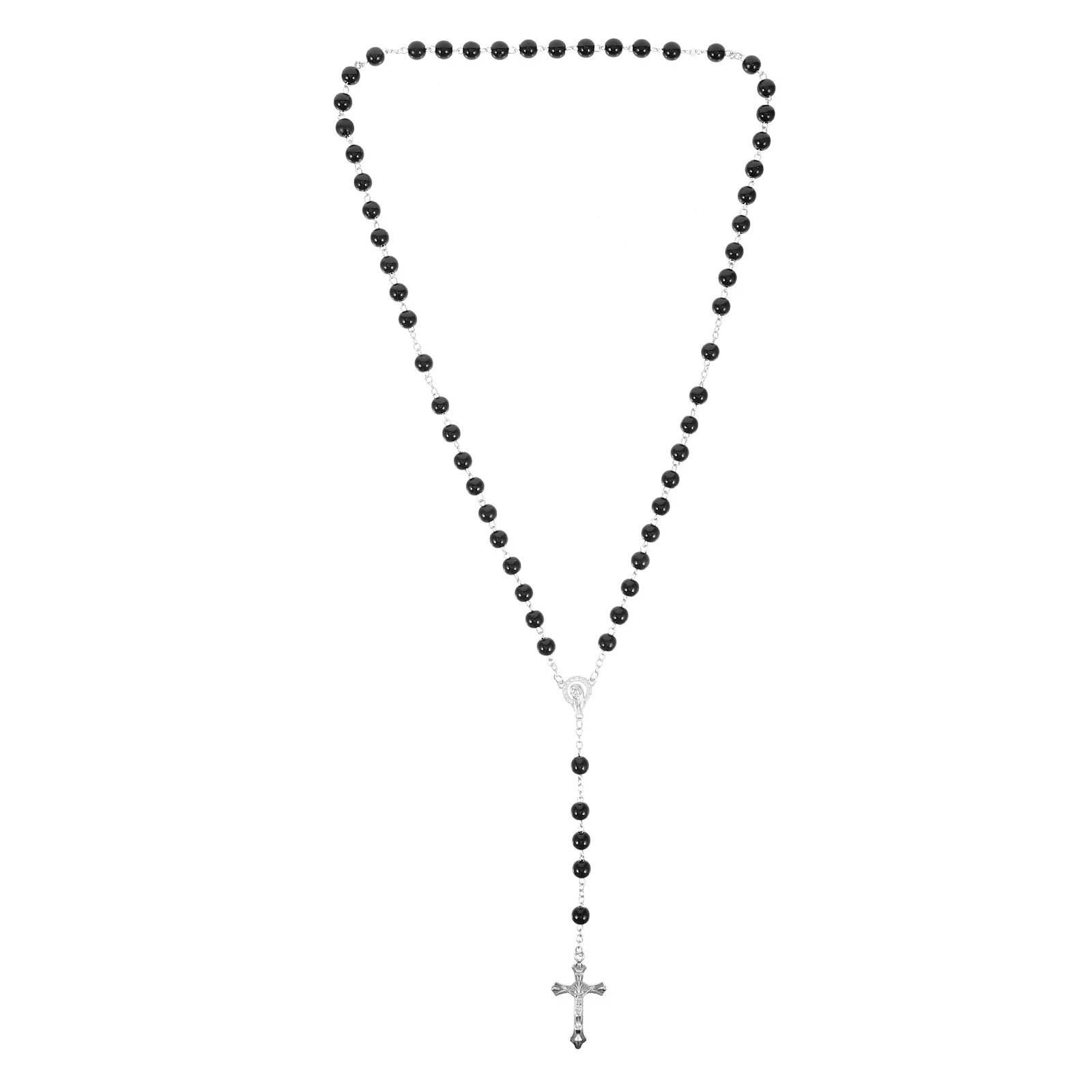 Крест Человек Четки Бусины Распятие Ожерелье Мужчины Стеклянные Жемчужные