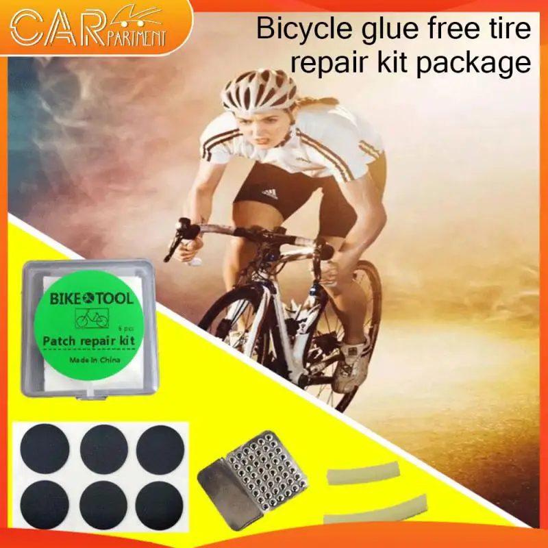 

Bicycle Tire Repair Kit Mountain Bike Tire Inner Puncture Repair Tools Kit Round Rubber Tyre Patches No Glue Bike Accessories