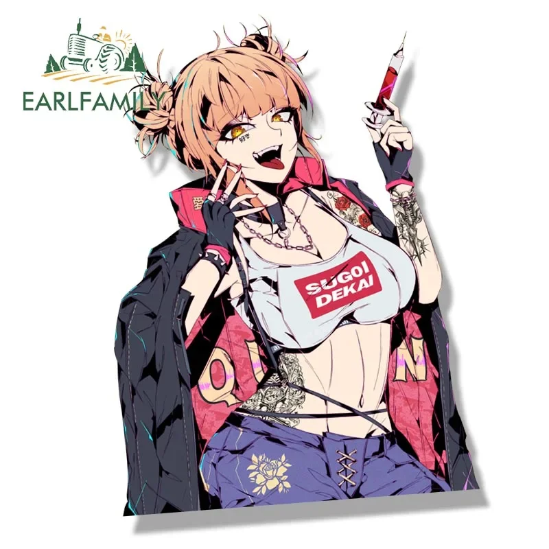 Фото EARLFAMILY Himiko Toga Street Tattoo Fanart Peek Car Sticker Anime SUGOI DEKAI Decal JDM Cartoon Waifu Stickers Car Accessories №4