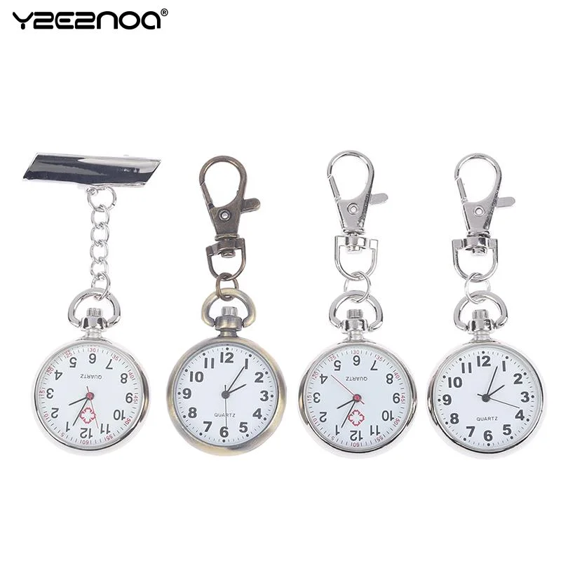 1pcs Retro Bronze Quartz Vintage Pocket Watch Movement Keychain Keyring Round Dial Key Chains For Men Wild Outing - купить по