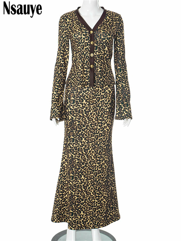 Nsauye Y2K 2024 Зимняя леопардовая женская рубашка-кардиганы с длинными рукавами топы