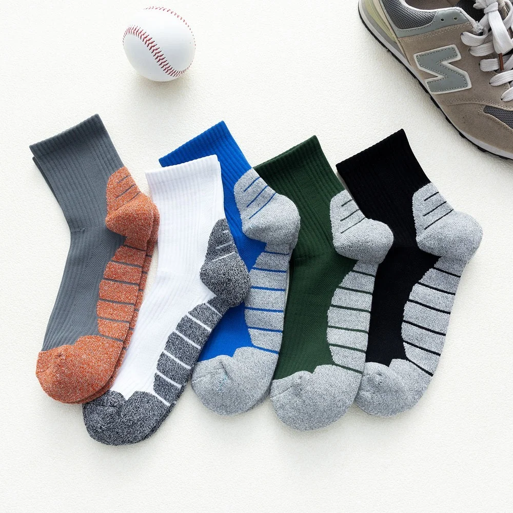 5 Pairs New High Quality Foot Terry Thickened and Reinforced Men Athletic Socks Fashion Outdoor Running Women Sports Socks